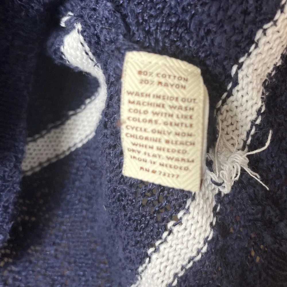 Sonoma Navy White‎ Striped Knit Sweater M Coastal Preppy Boho Lightweight Top